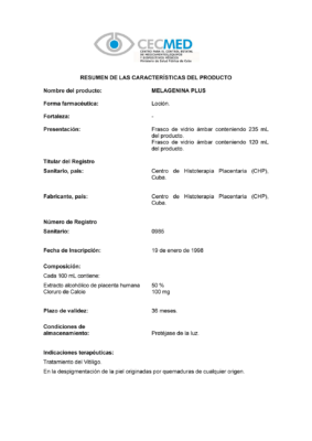 Лосьон Мелагенин плюс (Melagenina Plus) 1 Сертификат Мелагенин Плюс стр. 1