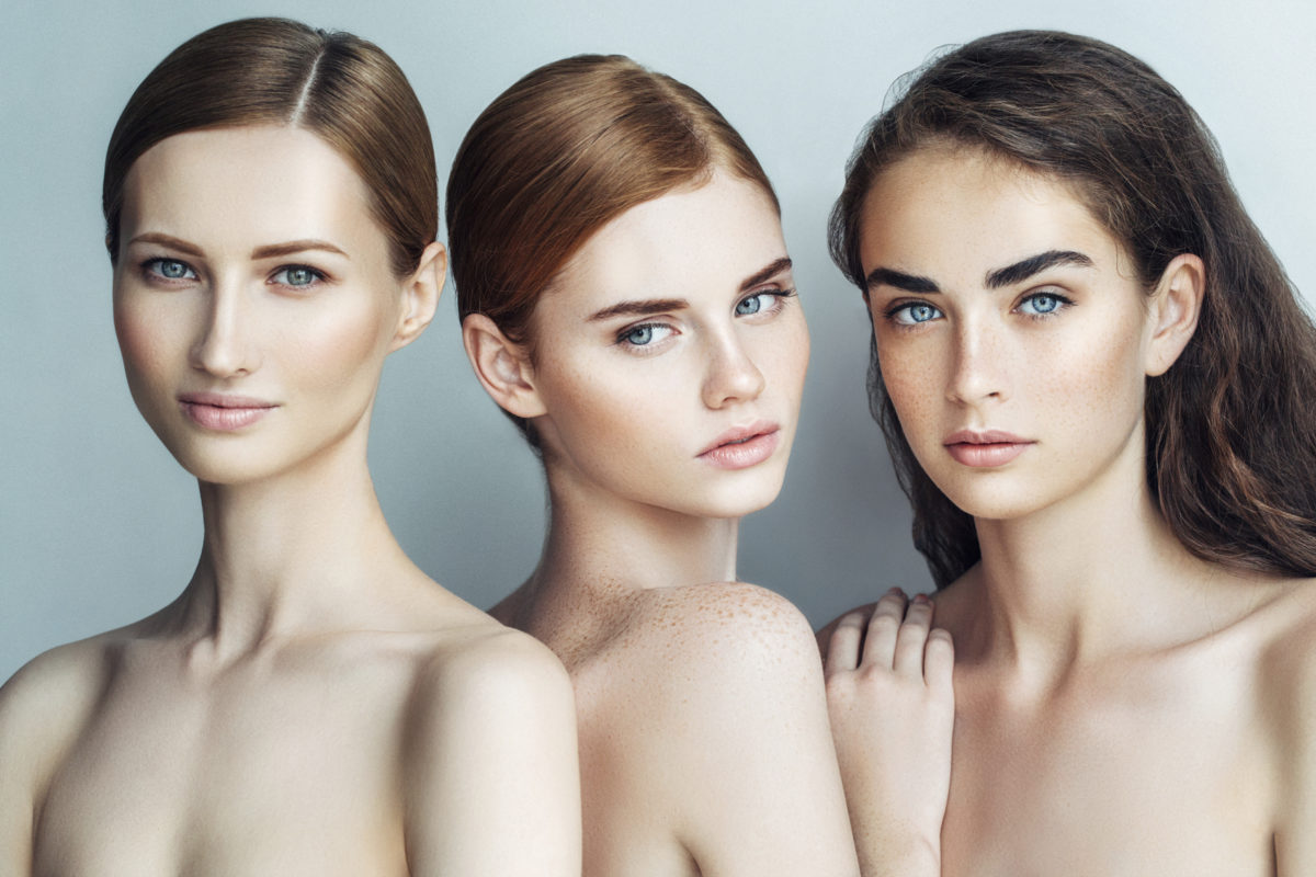 Three beautiful girls with a natural make-up. 