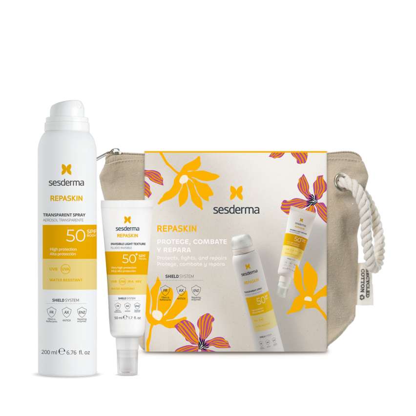 Набор REPASKIN SPF50 Сверхлегкое солнцезащитное средство для лица и Спрей солнцезащитный прозрачный для тела Набор REPASKIN SPF50 Сверхлегкое солнцезащитное средство для лица и Спрей солнцезащитный прозрачный для тела